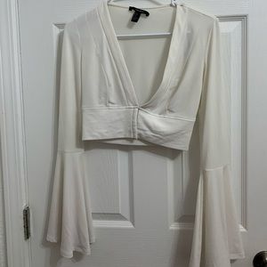 White crop top v neck